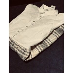 French Connection Preppy Dress White With Plaid Bottom Gray Plaid Bottom Size 4